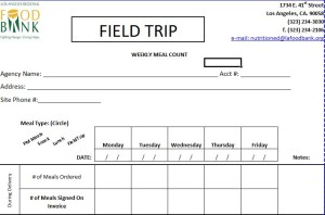 Weekly Meal Count Form 2014.FIELD TRIP