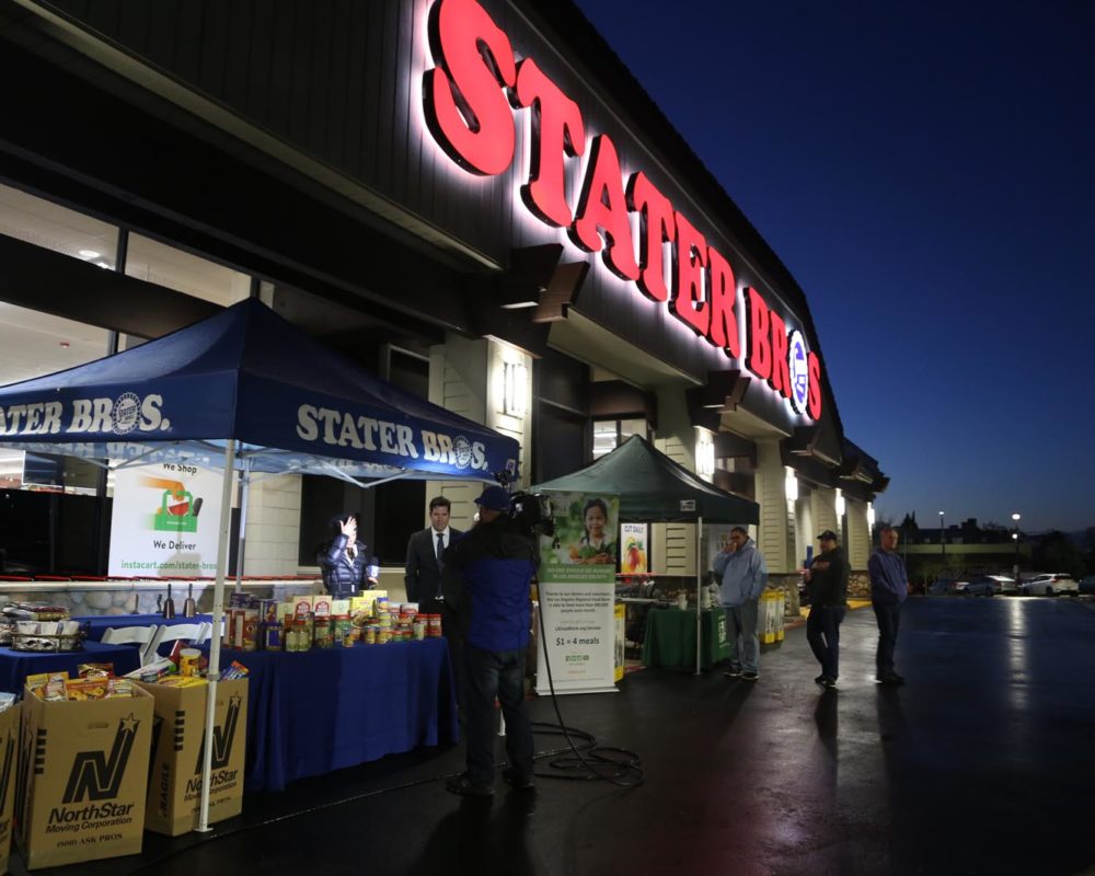 Stater brothers store front with donations