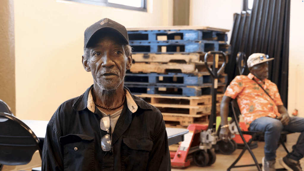 Lt. Roland, a food recipient and volunteer at the Fred Jordan Mission